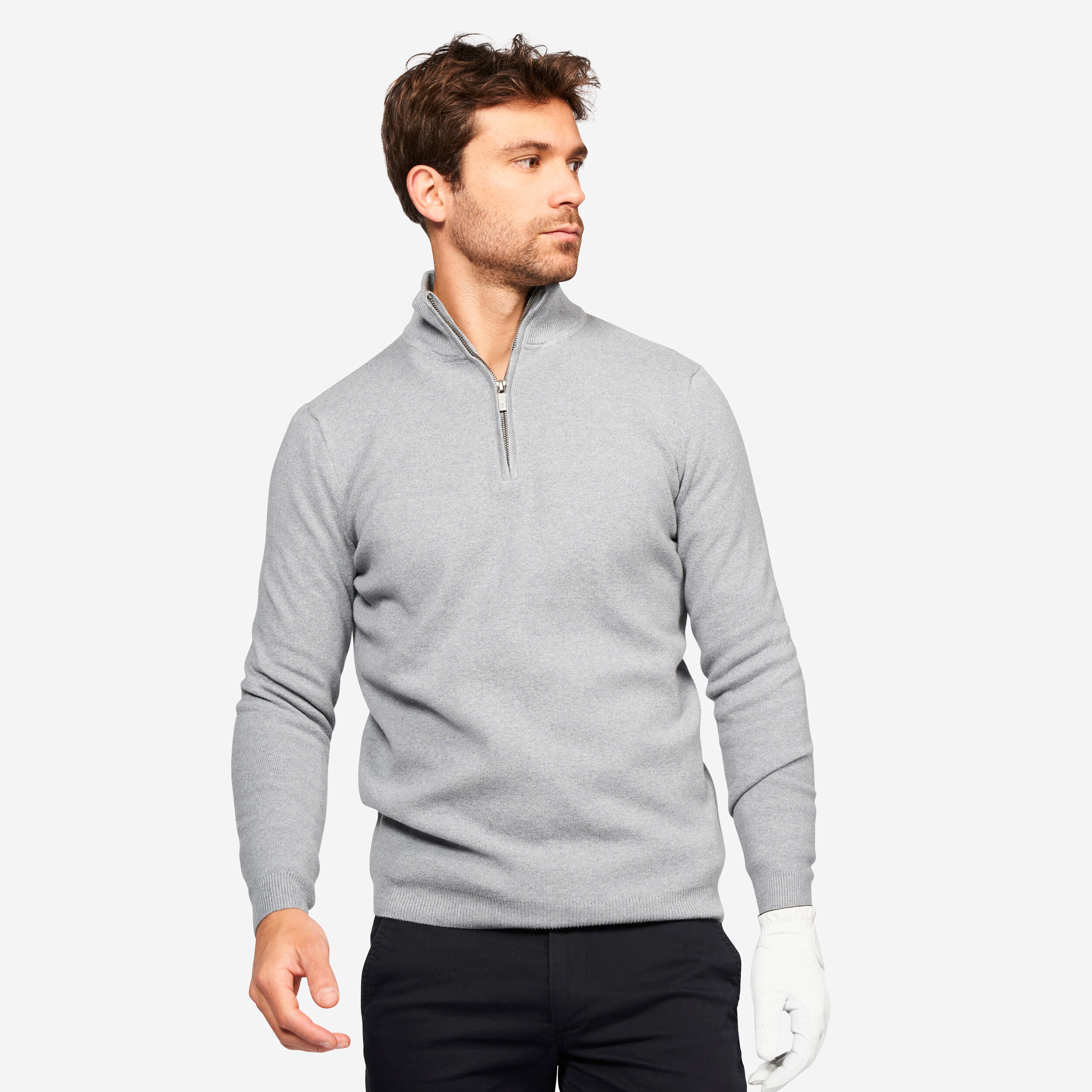 Uomo Maglia da golf con 1/2 zip - MW500 grigio