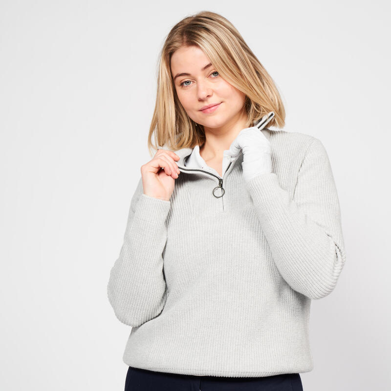 Women's golf half-zipped pullover - MW500 grey