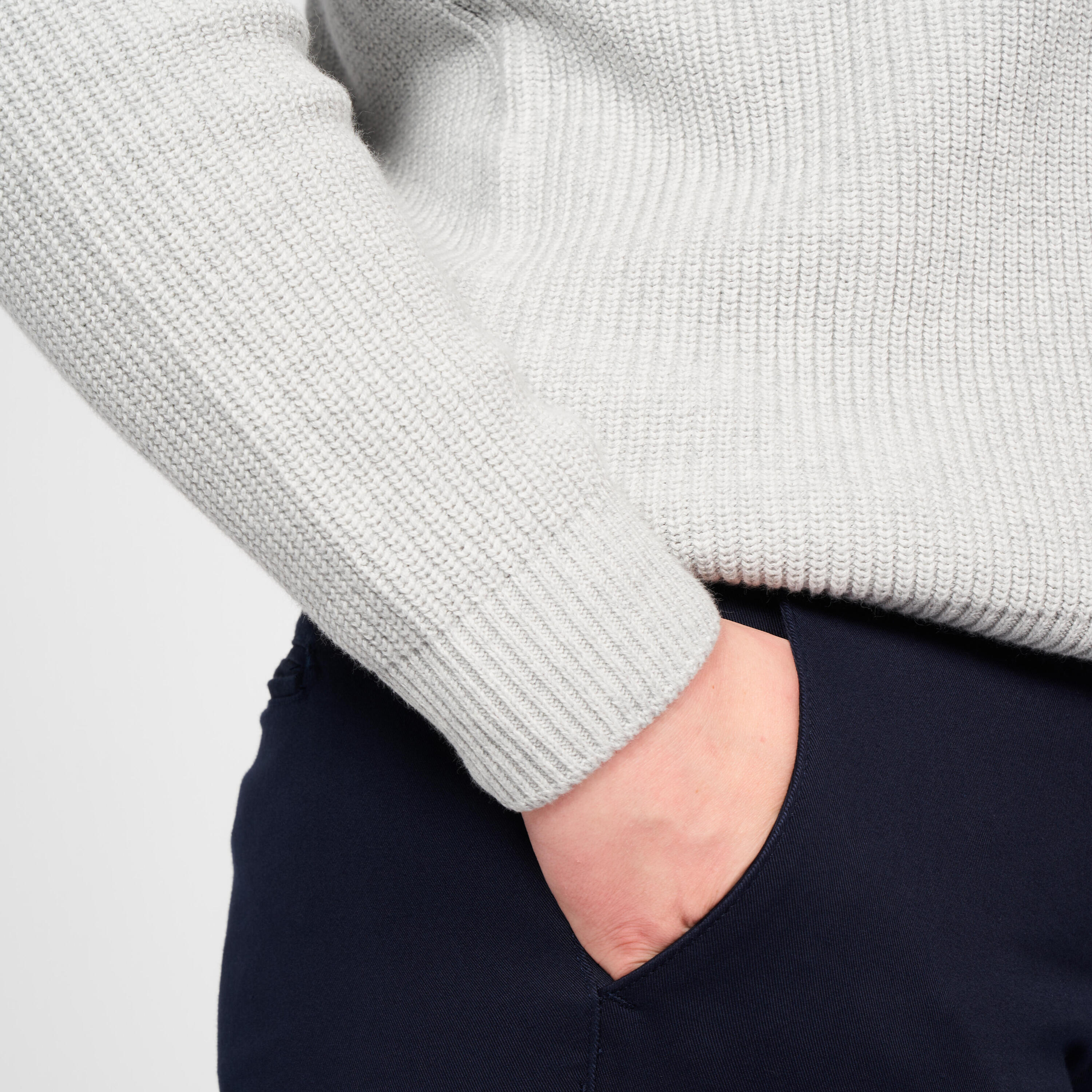 Pull golf zippé femme, MW500 gris 4/9