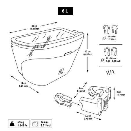 6 L Handlebar Bag HB500 with KLICKfix System