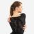 Justaucorps danse en dentelle noir manches longues femme, noir