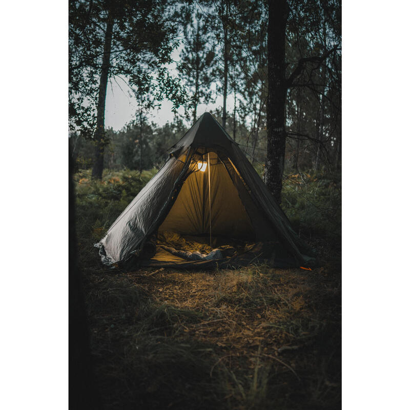 Abrigo Tipi de Caça Impermeável para Artes do Mato e Bivaque 2 Pessoas+ Caqui