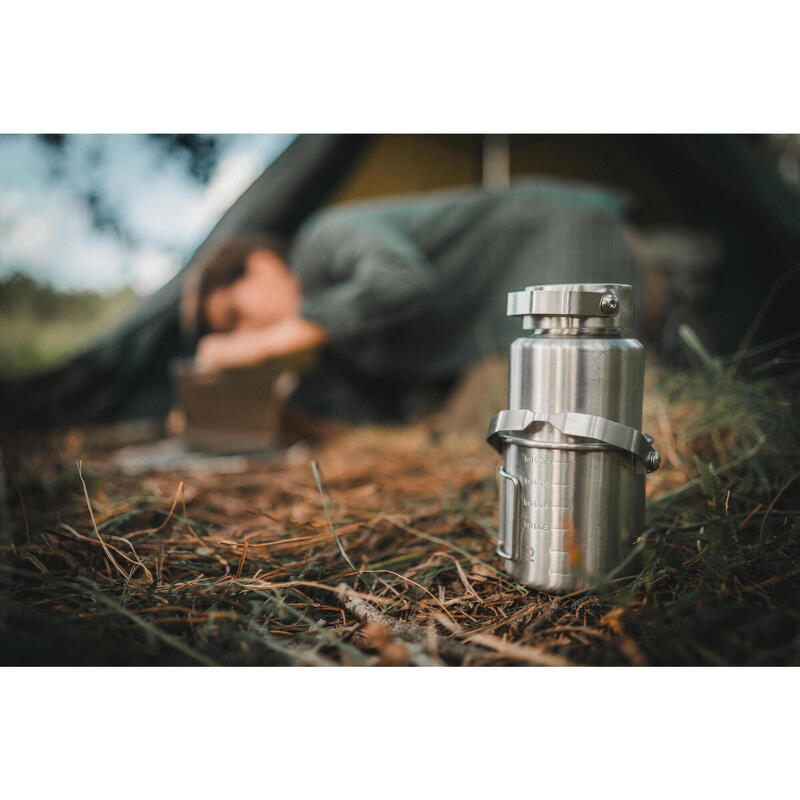 Cantimplora Bushcraft Vivac Gris Solognac 1 L Tapón Rosca Acero Inoxidable