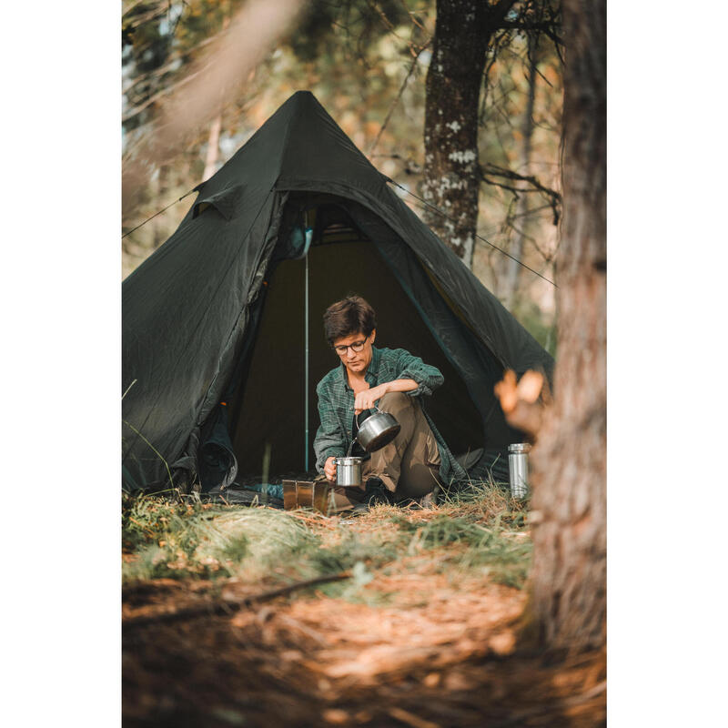 Waterdichte tipi tarptent voor bushcraften wildkamperen 2 personen+ kaki