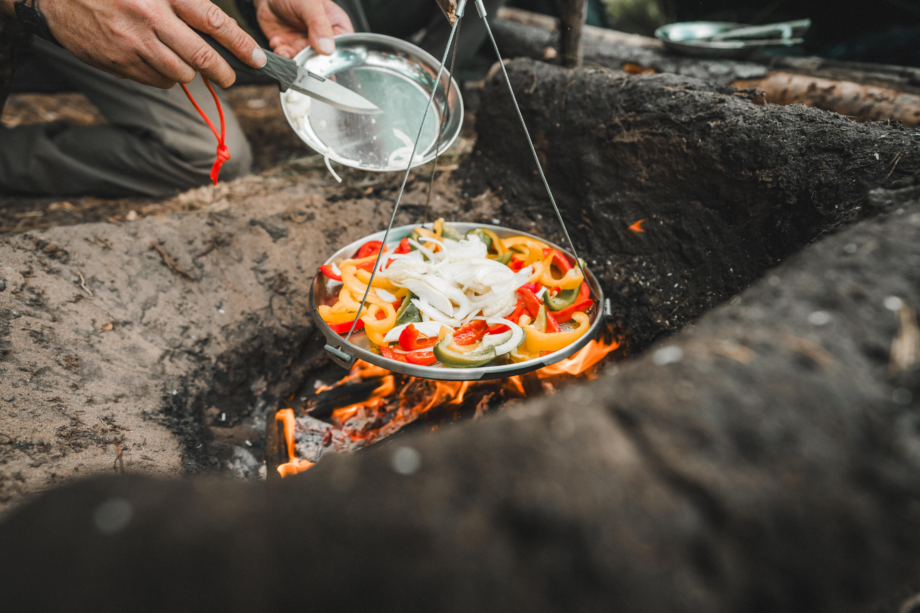 Plancha en acier inoxydable sur trépied 30 cm pour cuisson sur feu - Bushcraft 9/13