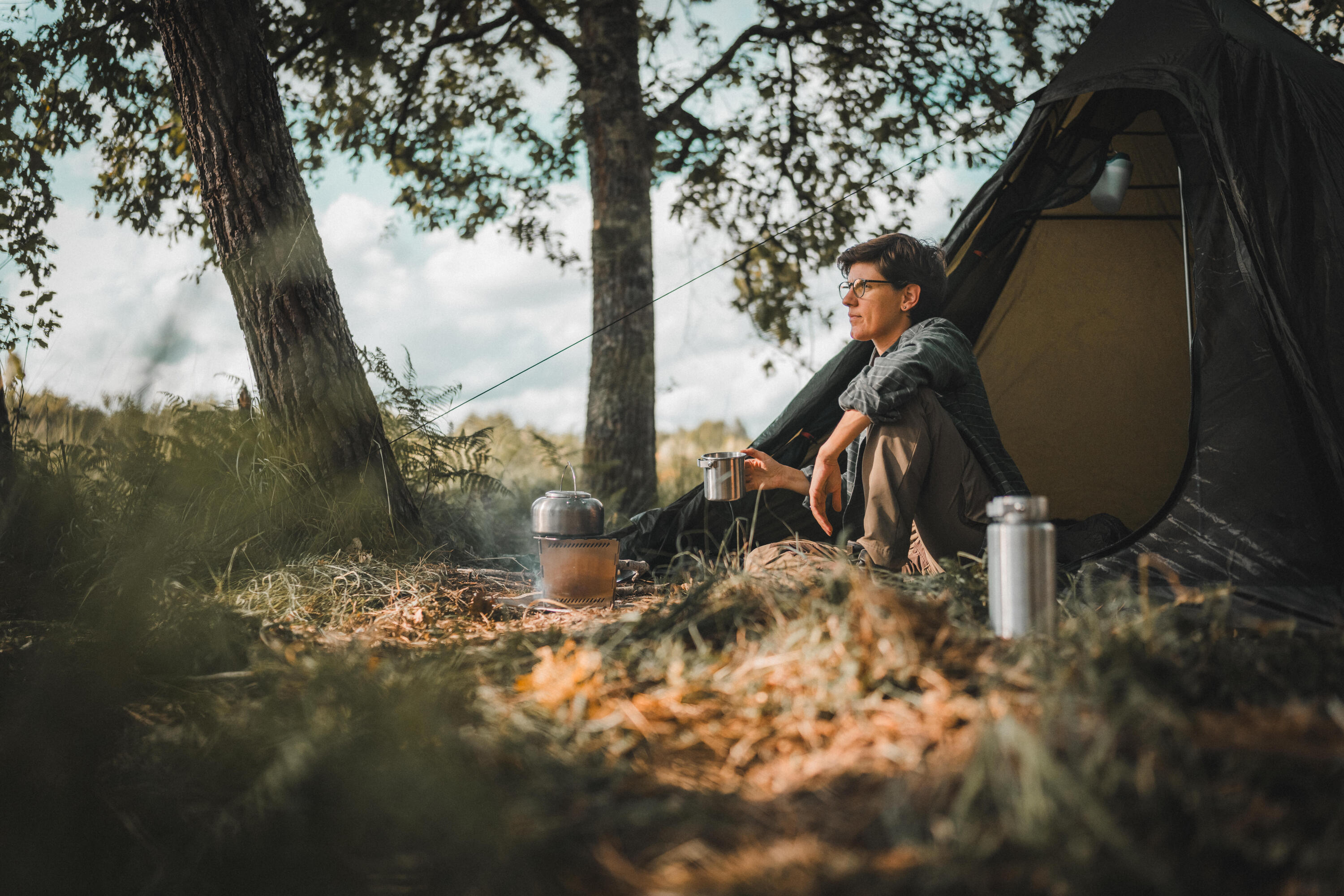 Gourde en acier inoxydable avec bouchon à vis 1 L - Bushcraft gris 13/13