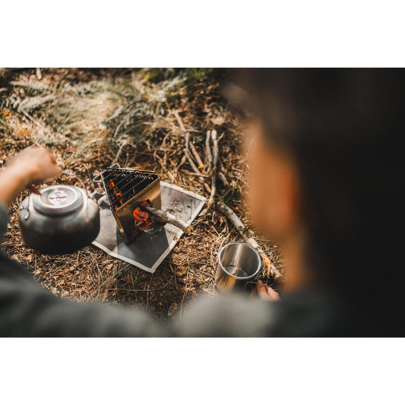 Skládací vařič na dřevo z nerezové oceli na bushcraft a bivakování v přírodě