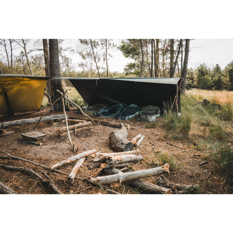 Waterdichte TARP voor bushcraften en wildkamperen 4x4 m kaki