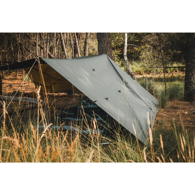 Adăpost TARP Bushcraft Bivuac 4x4 m Impermeabil kaki