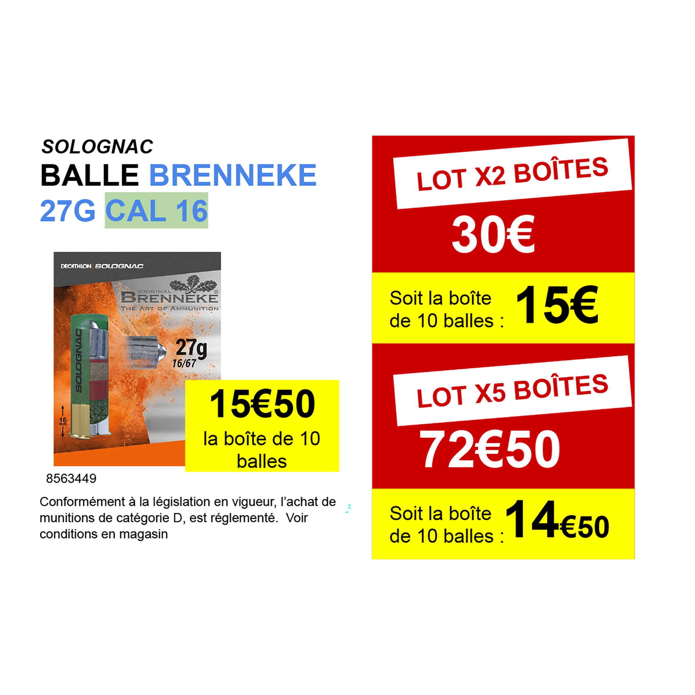 BALLE BRENNEKE CALIBRE 16 X 10 . 2/7