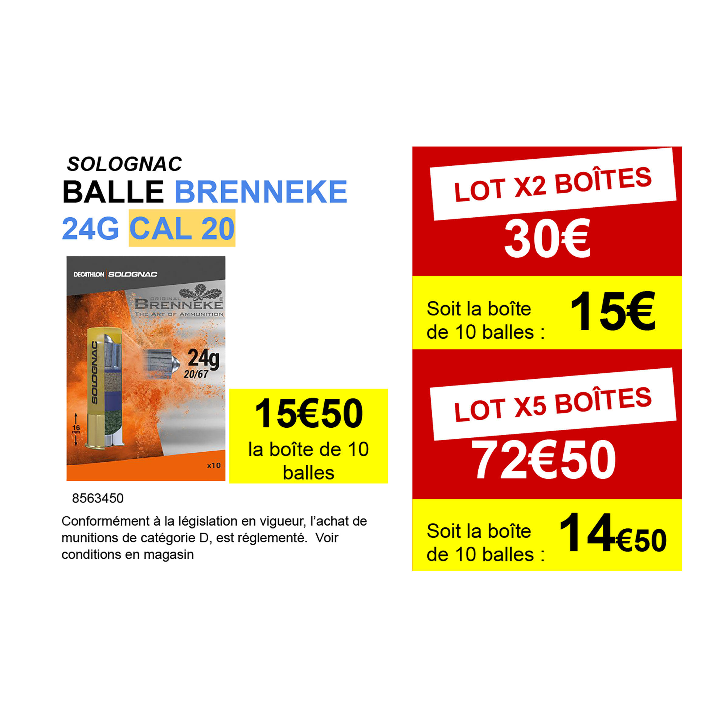 Cartucho Bala Caza Solognac Brenneke Calibre 20/67 X10 2/9