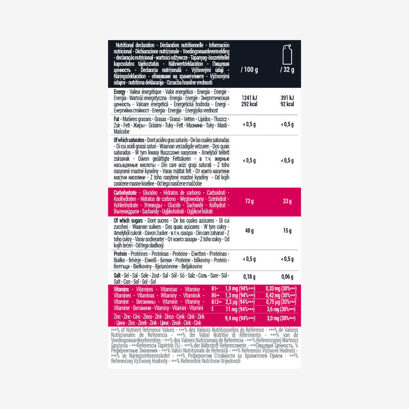 Gel energético ecosize corta distancia frambuesa 14 x 32 g