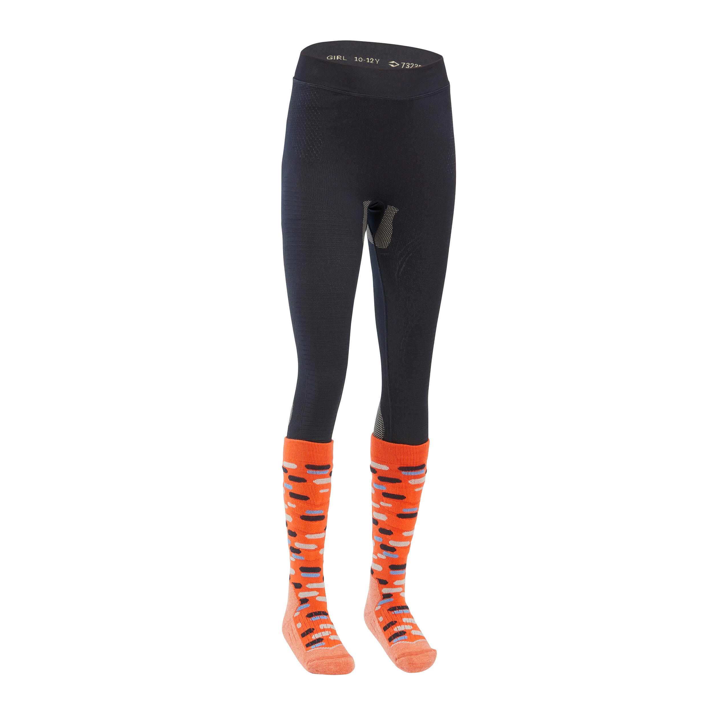 KIDS’ SKI BASE LAYER BOTTOMS - BL 500 SEAMLESS - BLUE & SAND 5/5