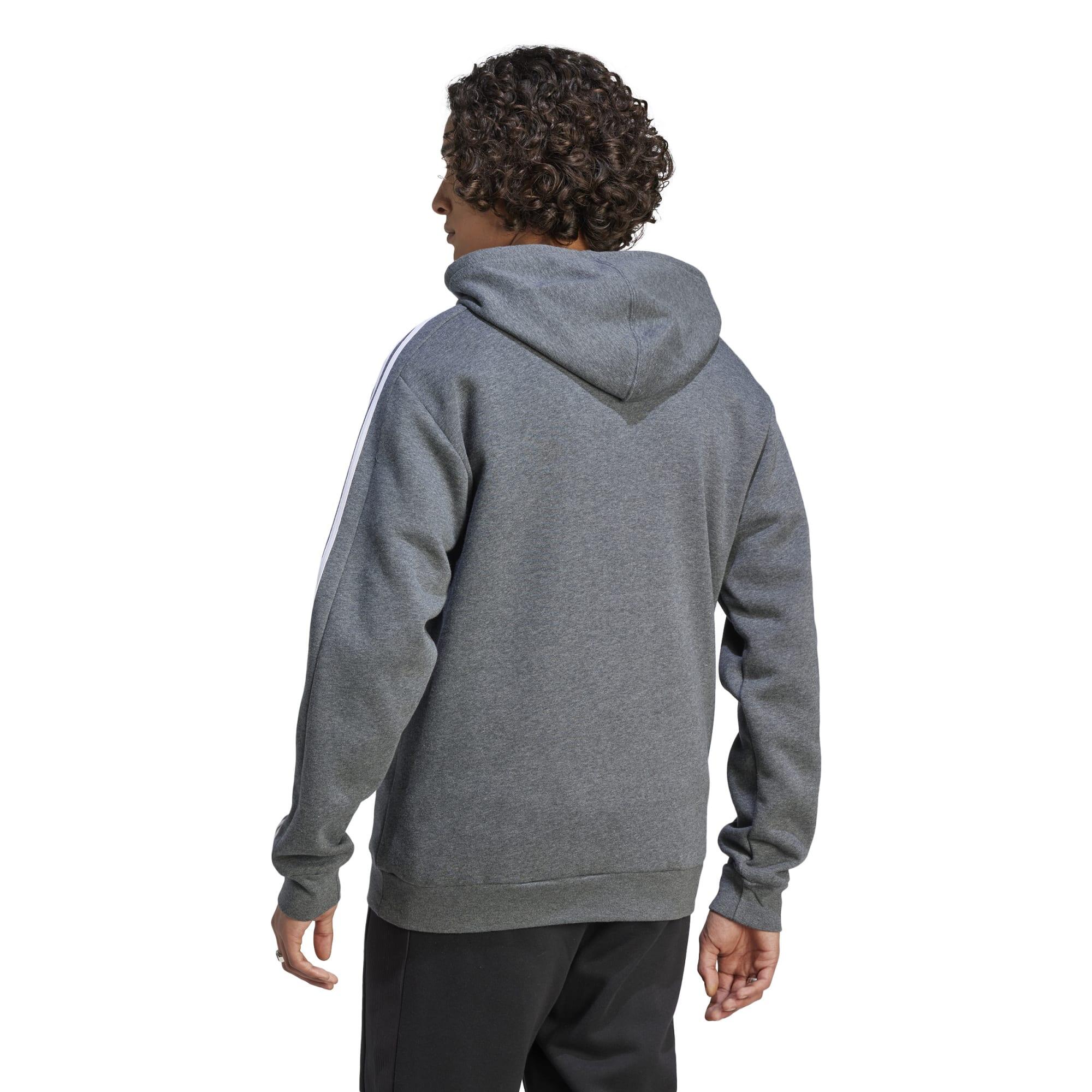 Felpa uomo fitness ADIDAS misto cotone leggera con cappuccio grigia 2/5