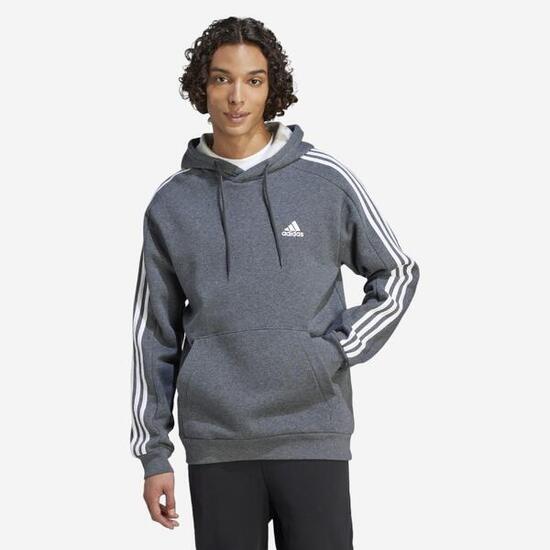 Felpa uomo fitness ADIDAS misto cotone leggera con cappuccio grigia
