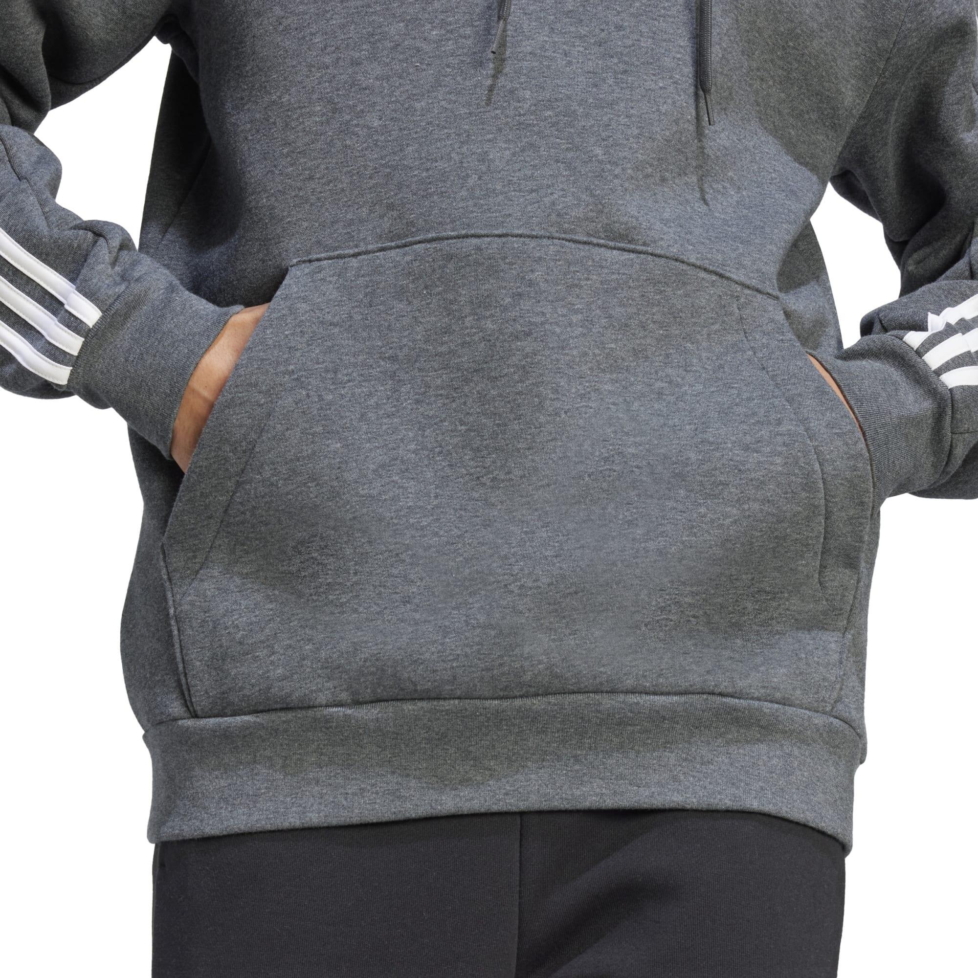 Felpa uomo fitness ADIDAS misto cotone leggera con cappuccio grigia 4/5