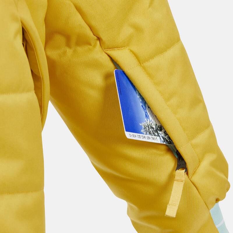 Warme ski-jas met makkelijke rits voor kinderen 180 Warm geel