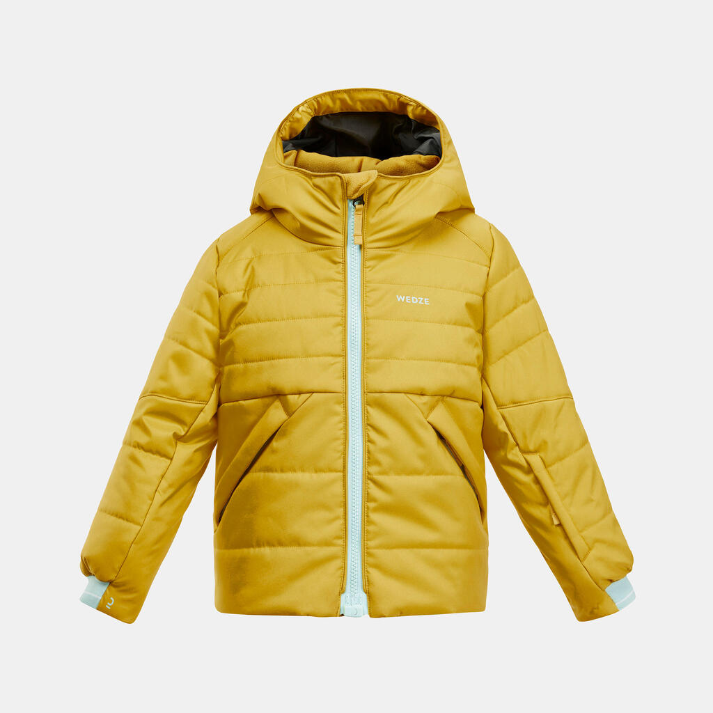 Bērnu silta, dūnu slēpošanas jaka “180 Warm”, ar ērtu rāvējslēdzēju, dzeltena