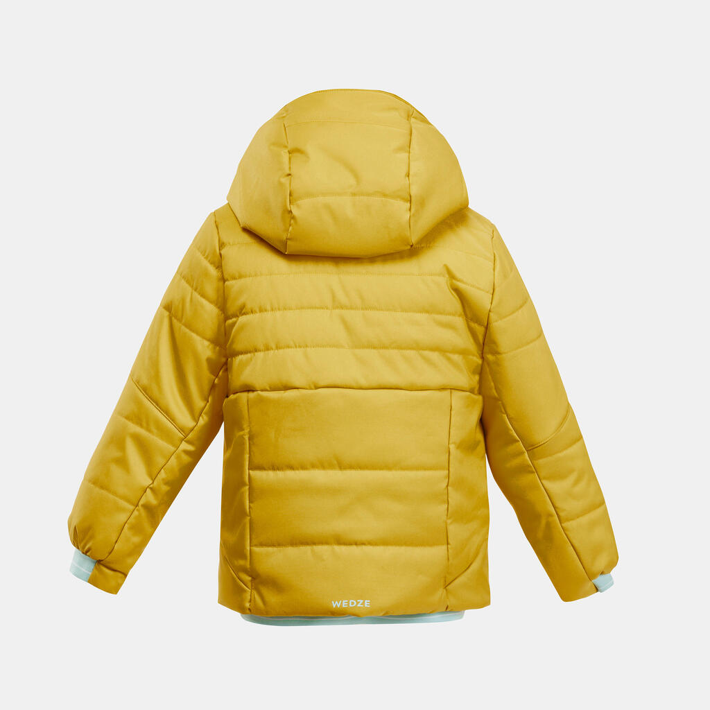 Bērnu silta, dūnu slēpošanas jaka “180 Warm”, ar ērtu rāvējslēdzēju, dzeltena