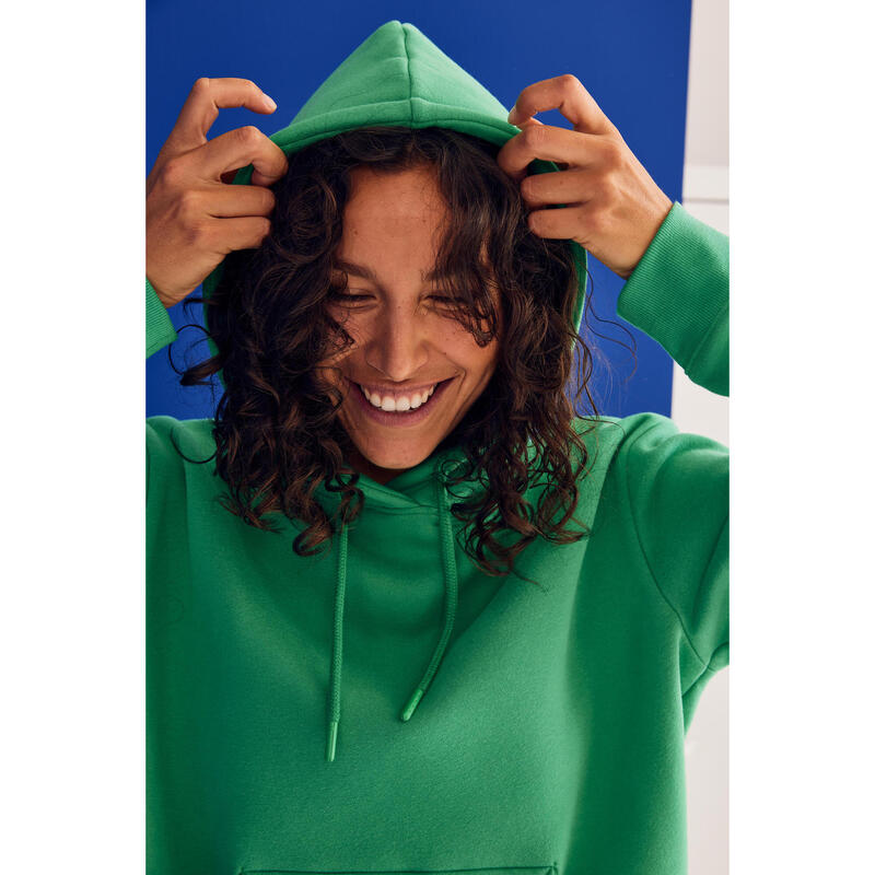 Sudadera Fitness 500 Mujer Verde Capucha Cálida