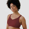 Women's invisible sports bra with high-support cups - Mahogany red