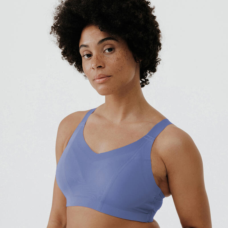 Women's invisible sports bra with high-support cups - Blue