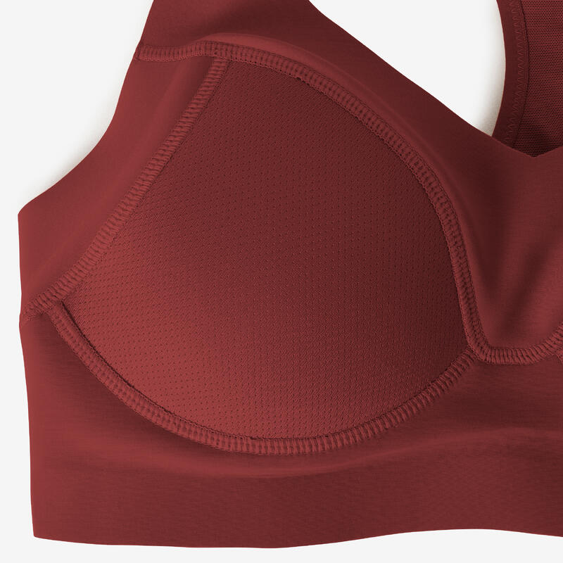 Top sportivo running donna sostegno alto rosso