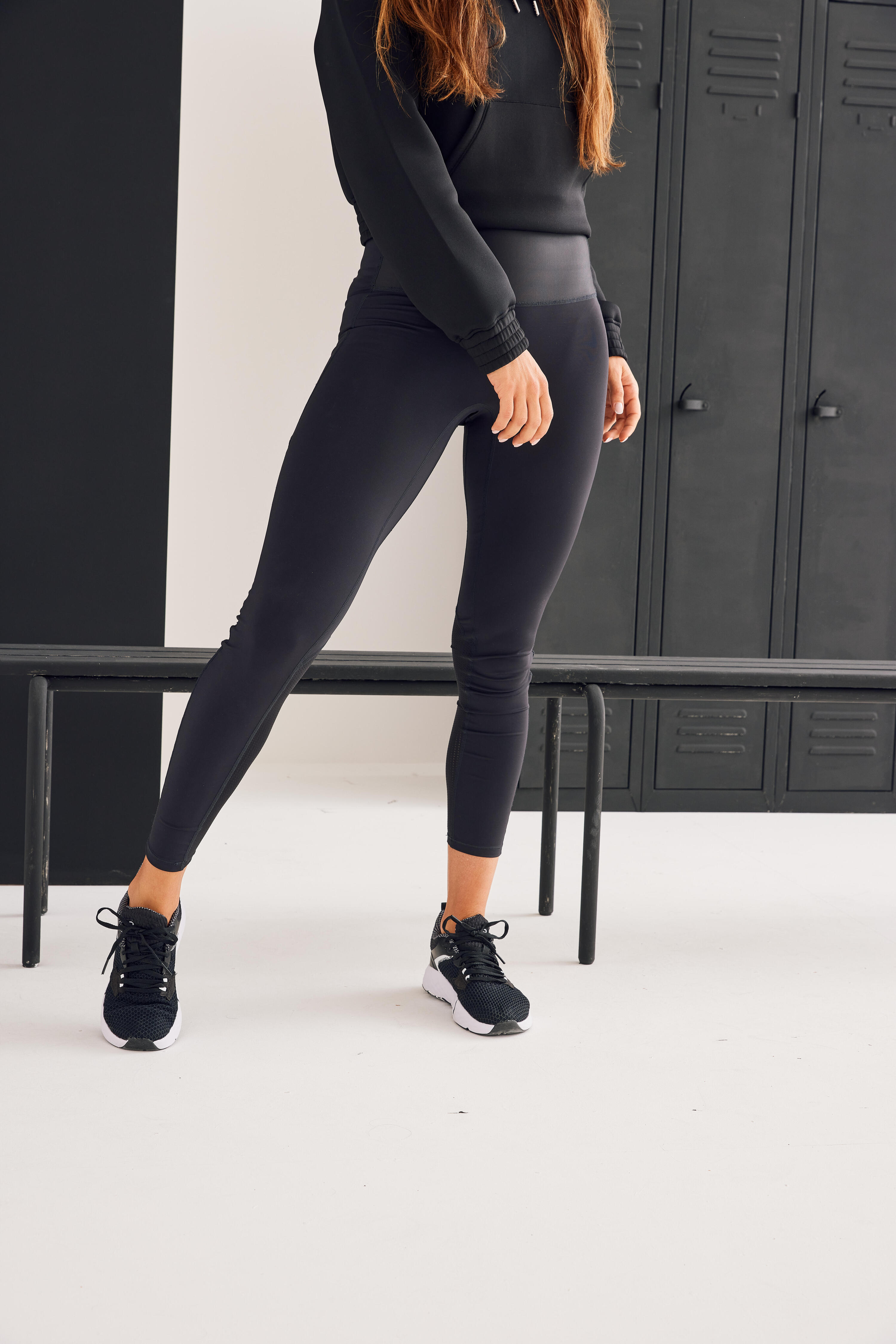 Malla legging largo fitness tiro alto Mujer 900 Negro 7/17