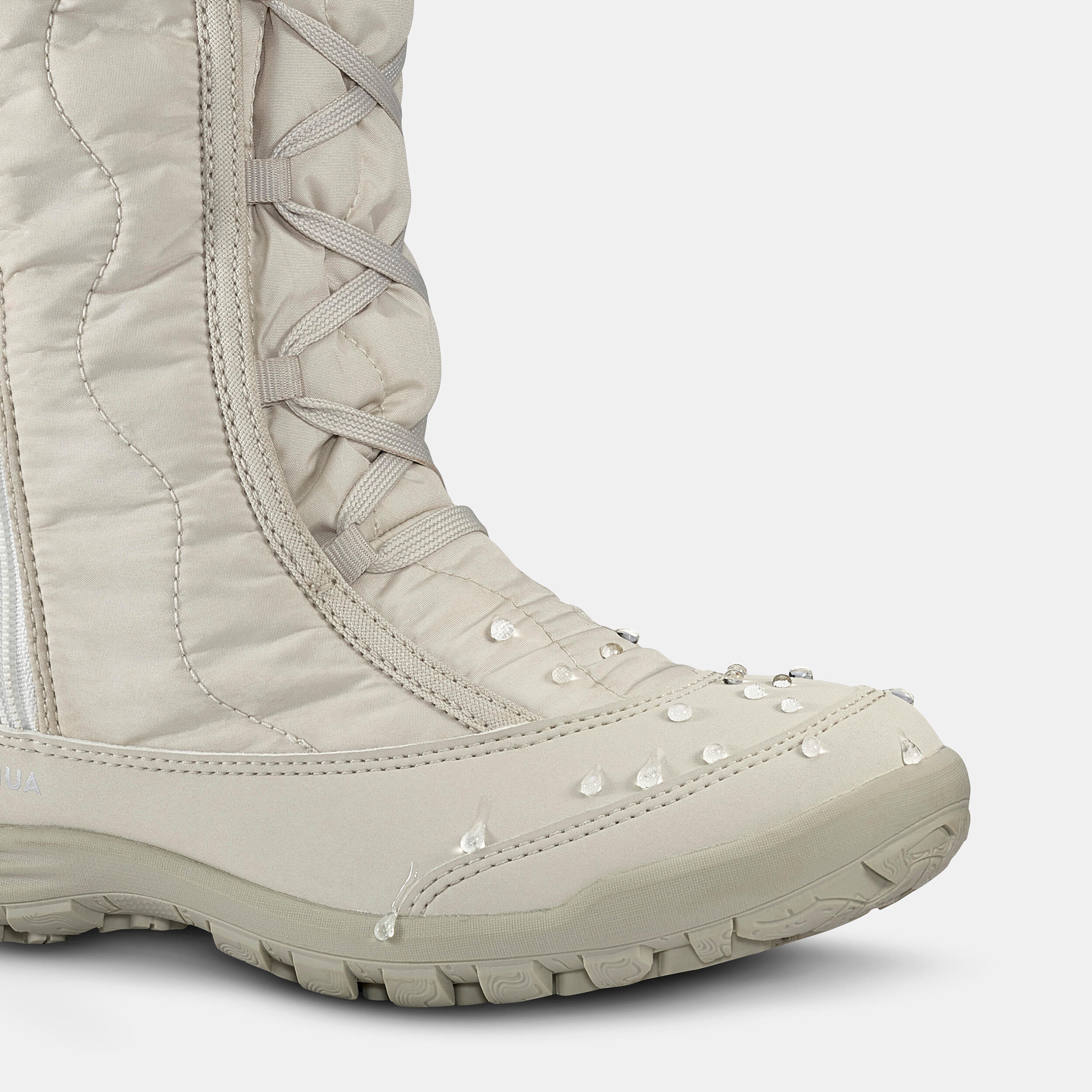 Girls’ warm & waterproof snow hiking boots, UK Jnr size 11-5, SH500 Zip - White 5/7