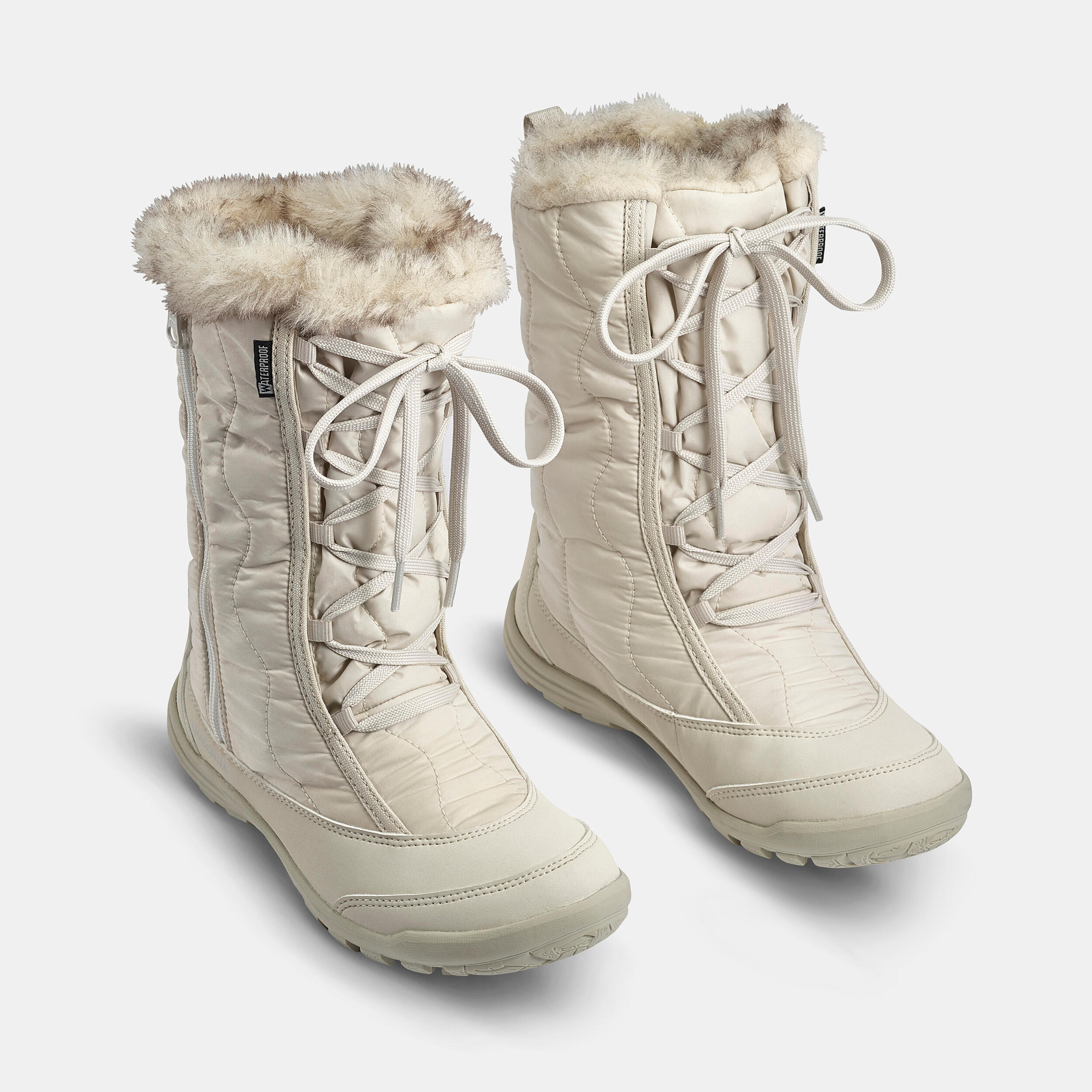 Girls’ warm & waterproof snow hiking boots, UK Jnr size 11-5, SH500 Zip - White 7/7