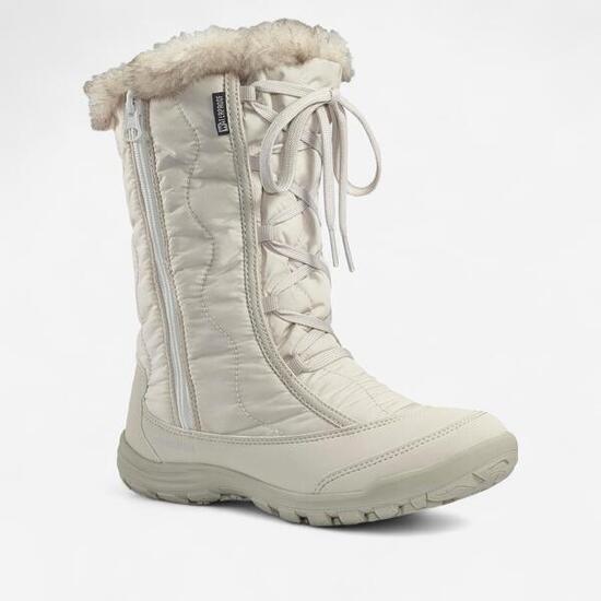 Botas nieve cálidas impermeables senderismo niños 30-38, SH500 cremallera blanco