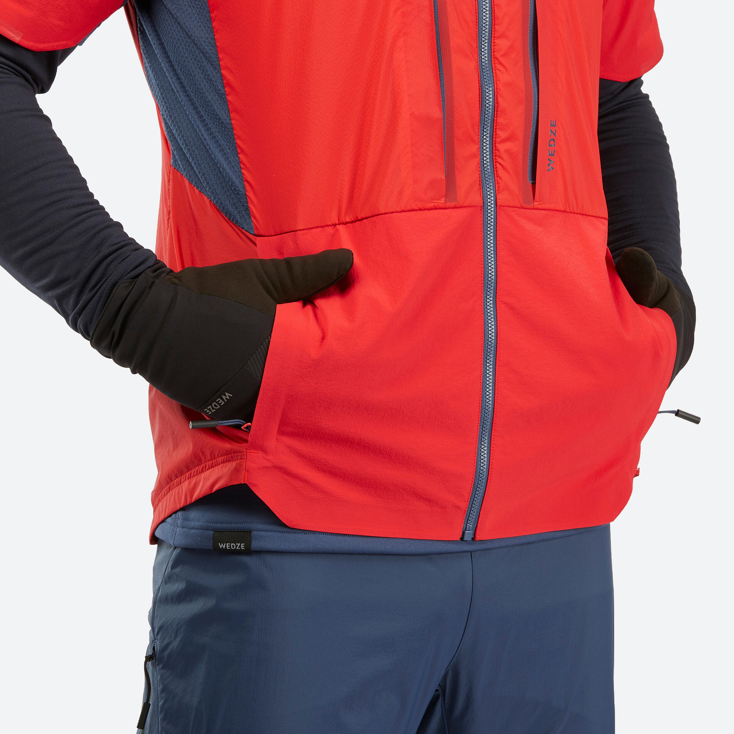MEN'S PACER SHORT-SLEEVED CROSS COUNTRY SKI JACKET - RED AND NAVY BLUE 11/14