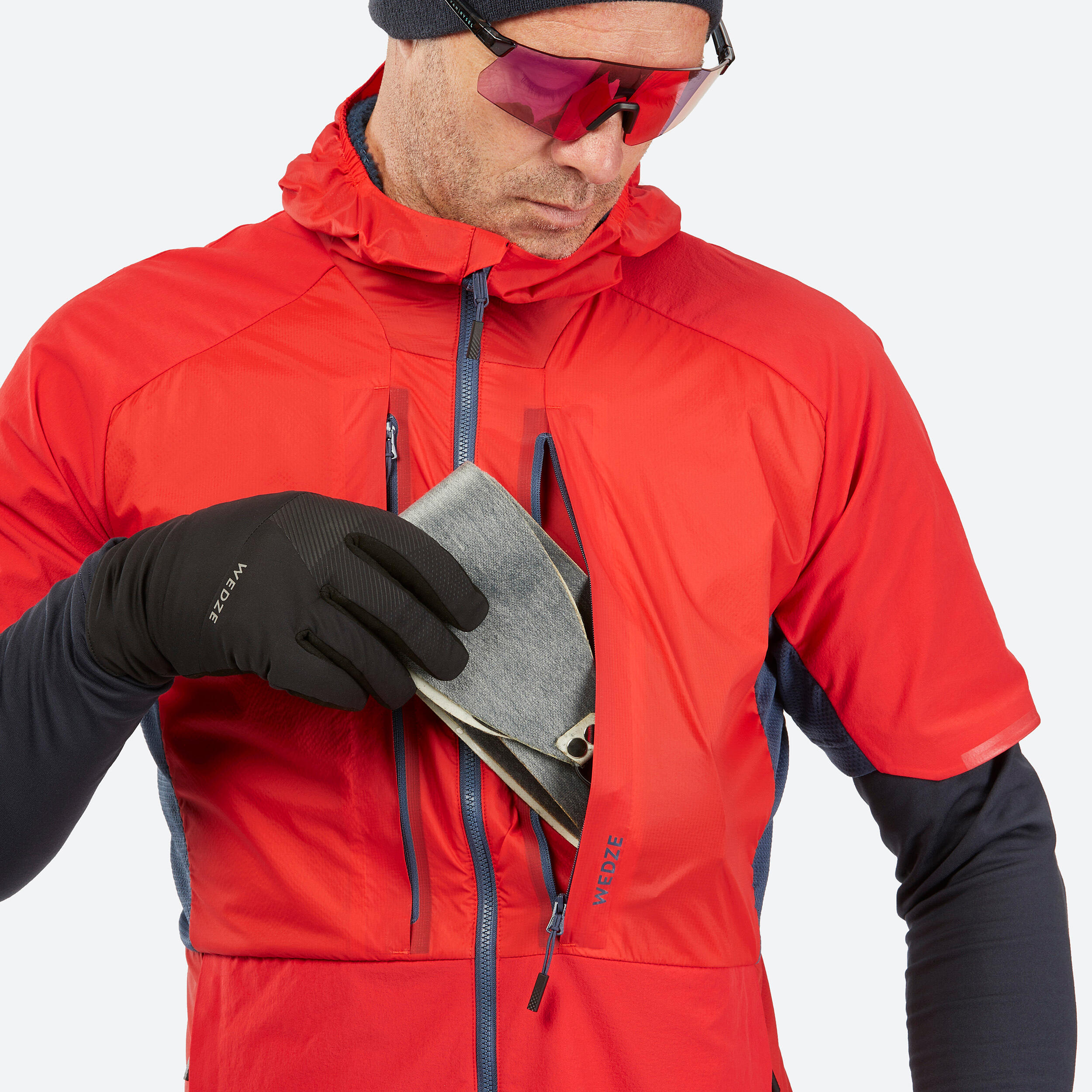 GILET DA SCI ALPINISMO PACER A MANICHE CORTE DA UOMO - ROSSO E BLU NAVY