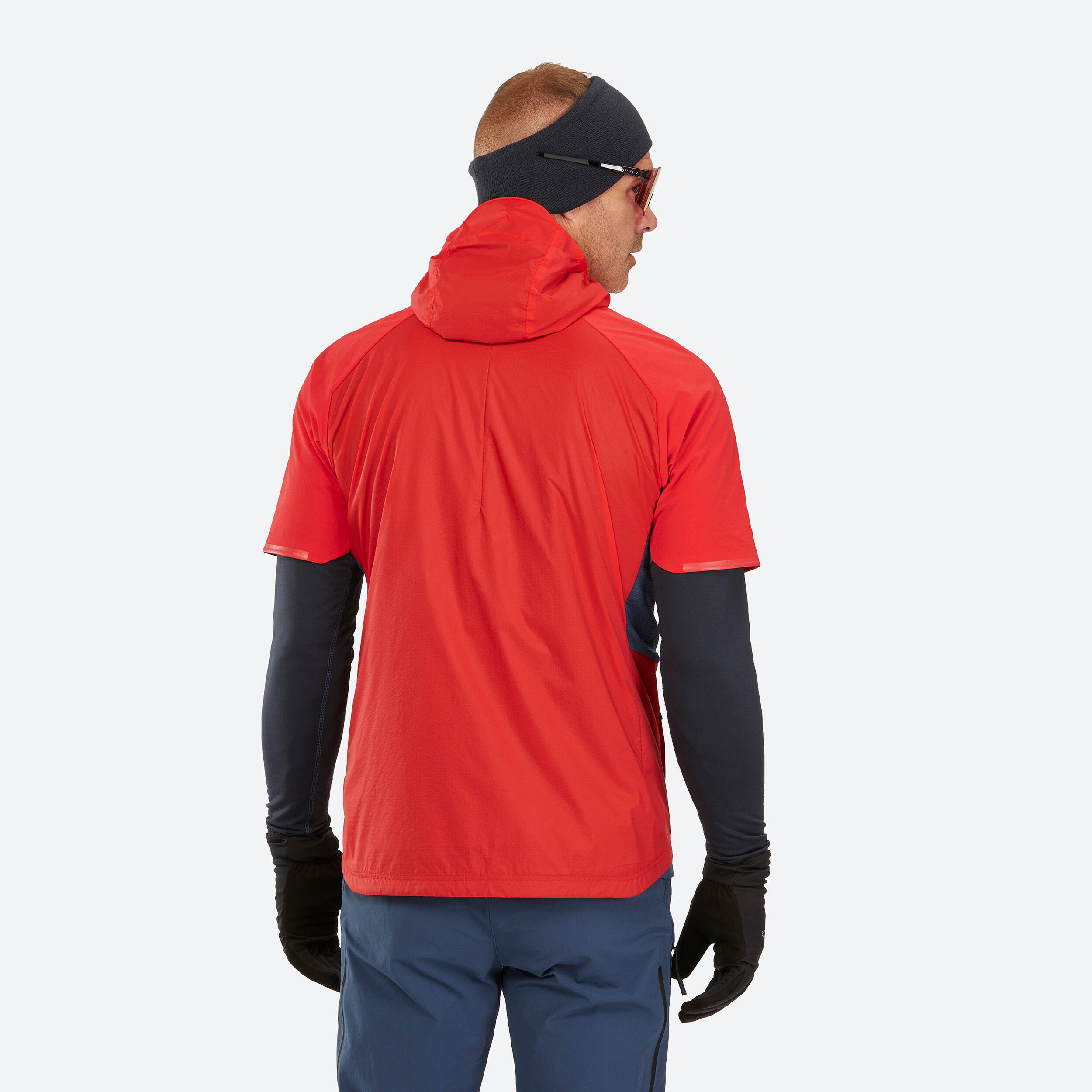 MEN'S PACER SHORT-SLEEVED CROSS COUNTRY SKI JACKET - RED AND NAVY BLUE 5/14