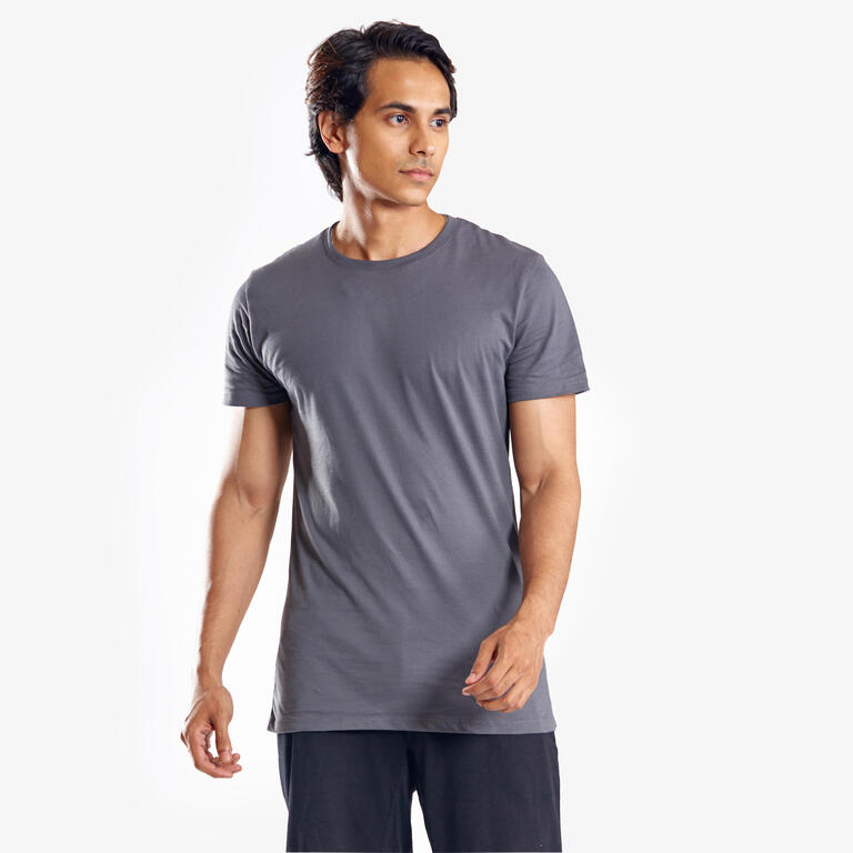 Men's T-Shirt For Gym Cotton Rich 100- Dark Grey