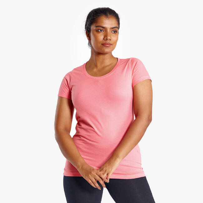 Womens Tshirt For Light Activity Cotton Rich 100- Light pink