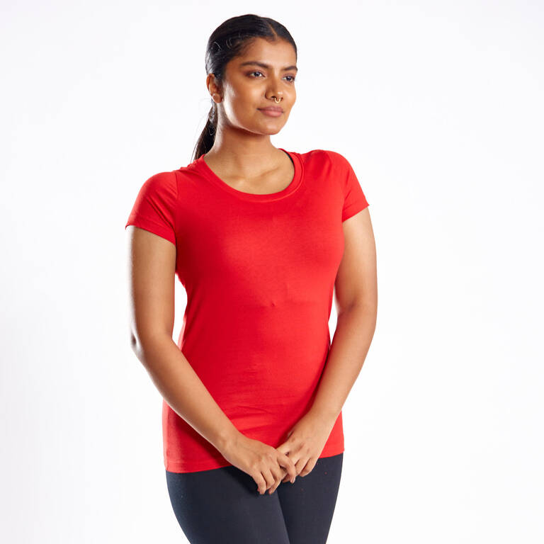 Womens Tshirt For Light Activity Cotton Rich 100-Red