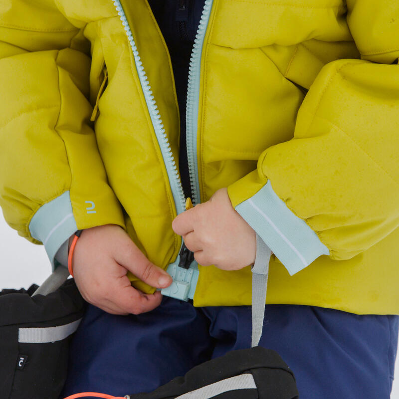 Geacă impermeabilă călduroasă schi - 180 Galben Copii