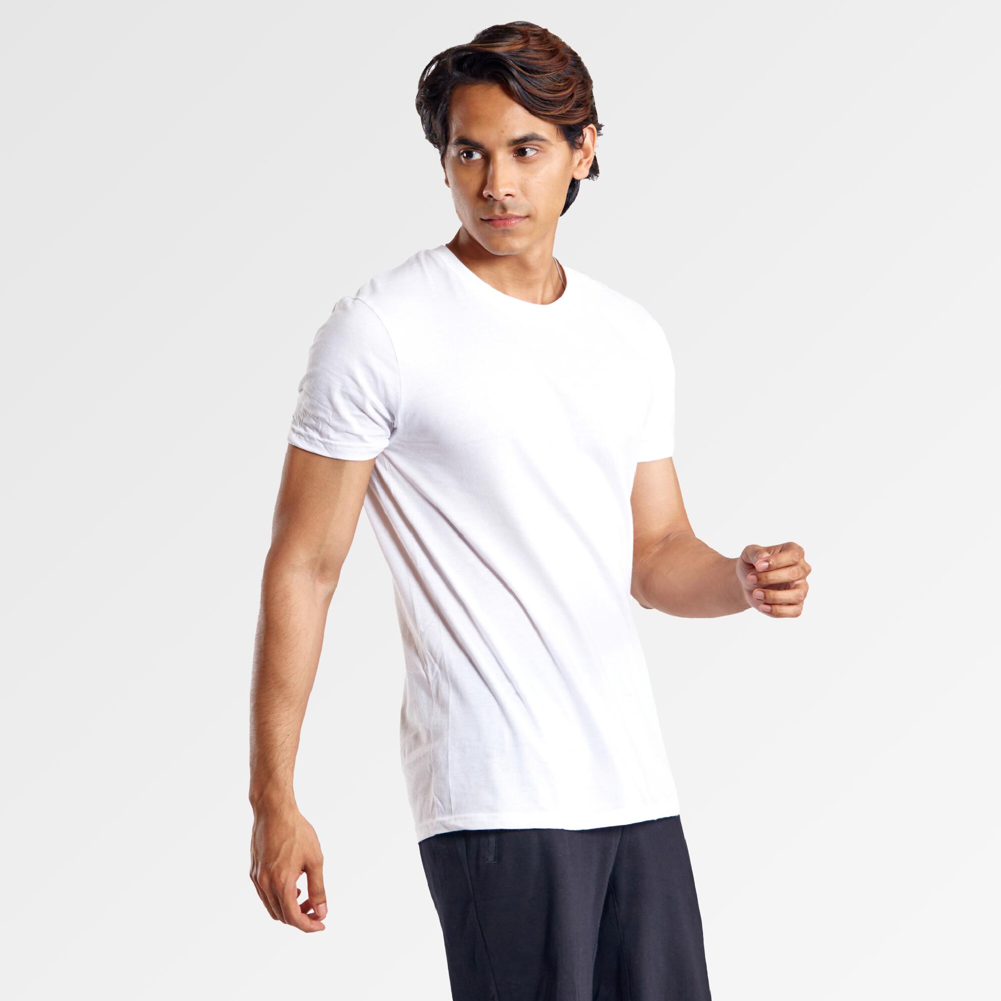 domyos Men's Tshirt Regular Fit For Light Activity-White-picture-17