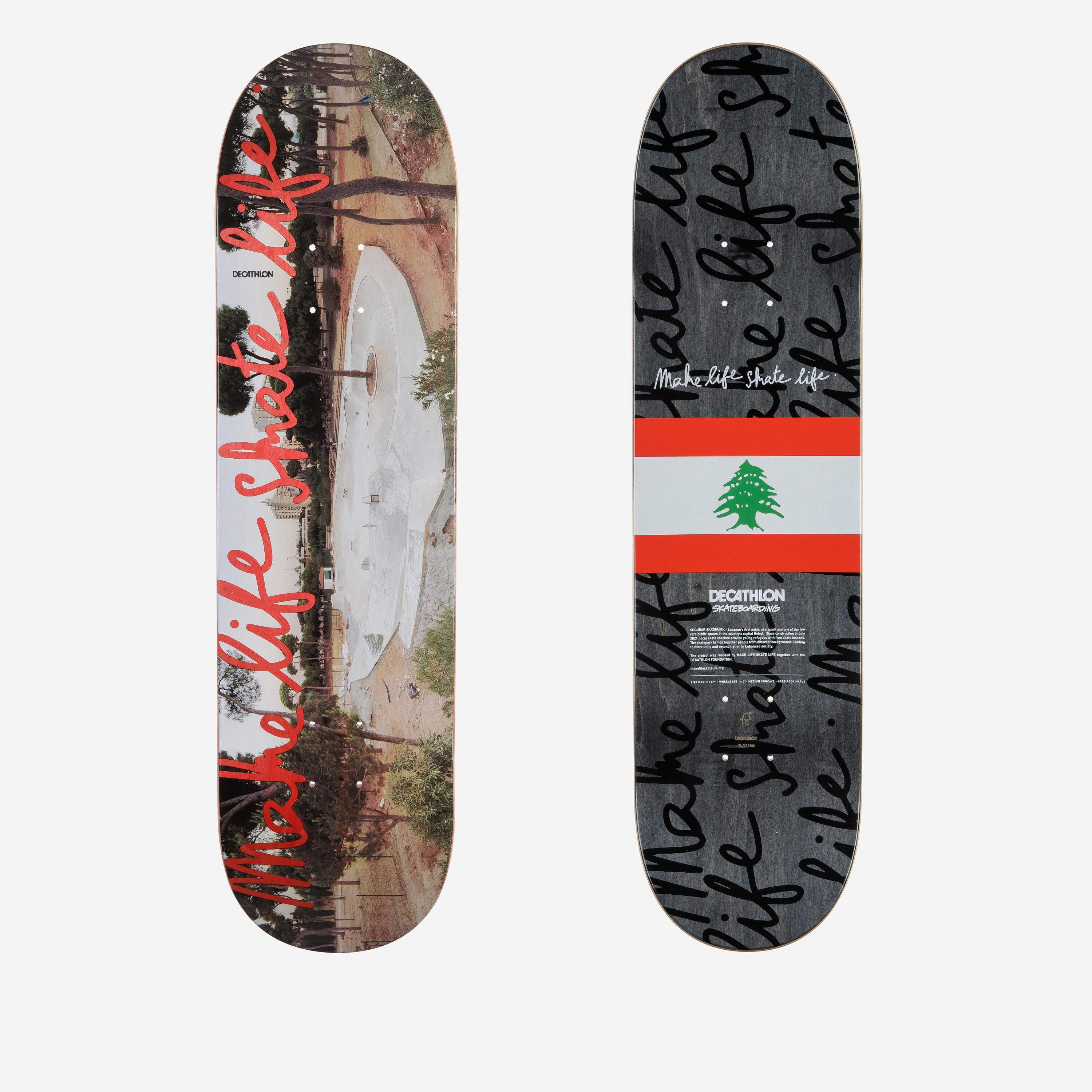 8.25" Maple Skateboard Deck DK500 Popsicle Make Life Skate Life Lebanon 1/6