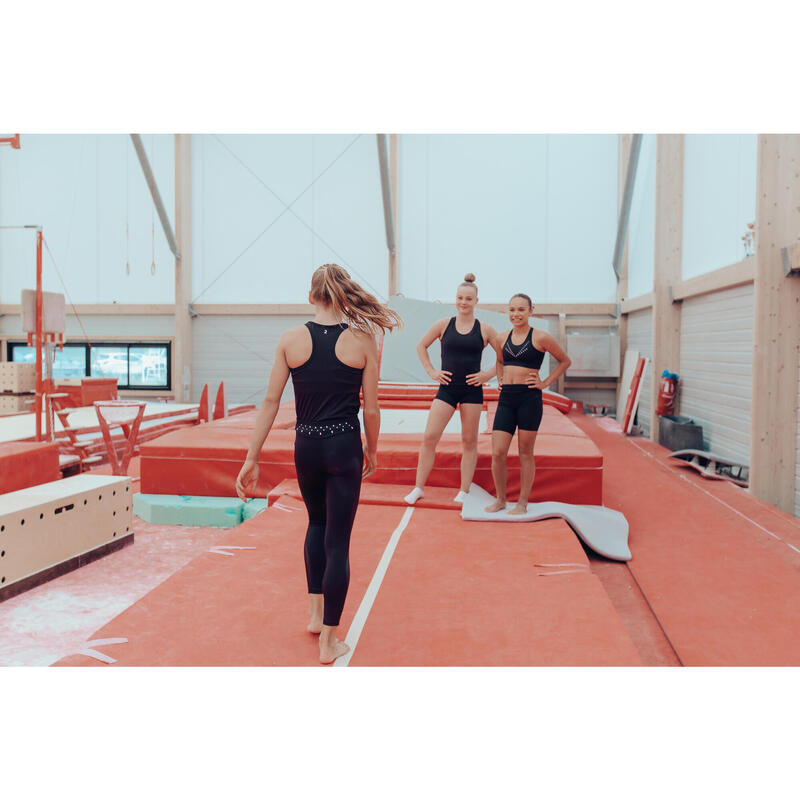 Bustieră respirantă de gimnastică cu paiete Negru fete 