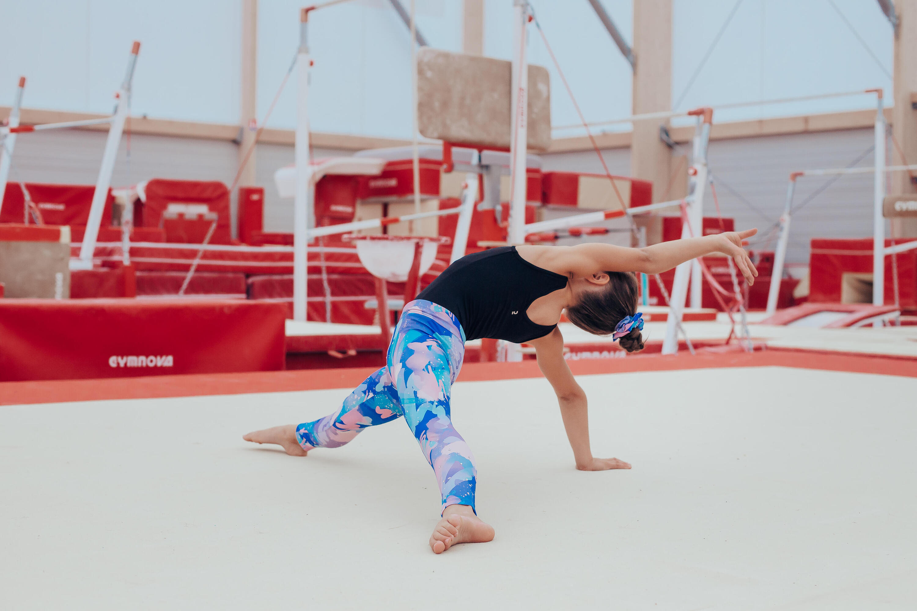 Leggings bambina ginnastica vita alta traspiranti multicolore stampati 8/8