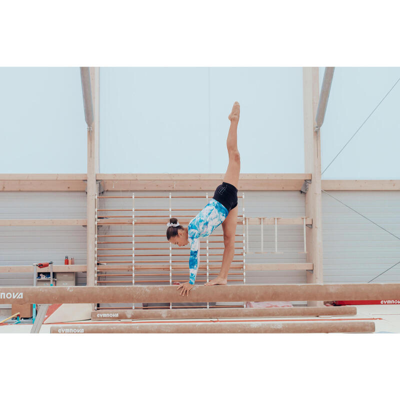 Çocuk Uzun kollu Jimnastik Mayosu - Yeşil Baskılı/ Parlak Taşlı- JML980