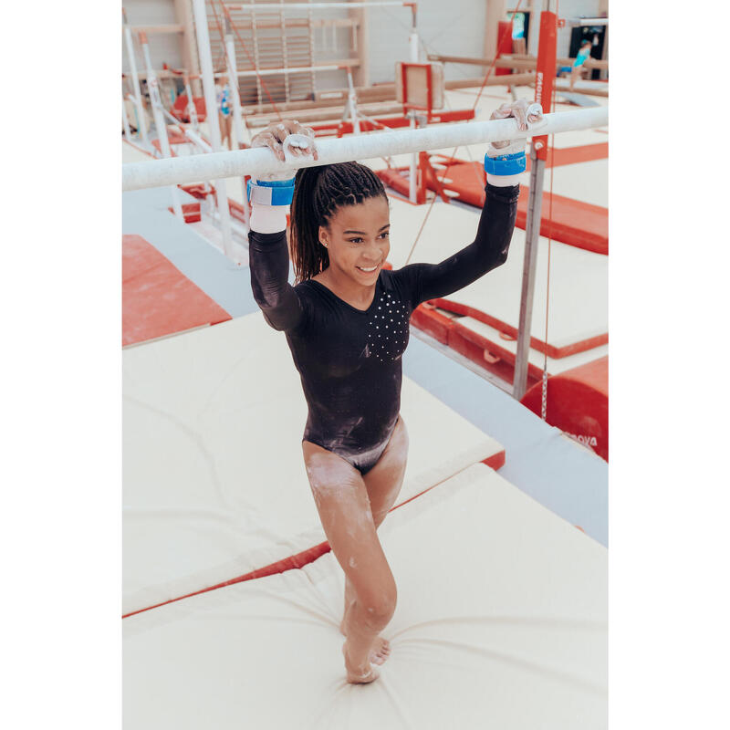 Body 500 cu mânecă lungă gimnastică artistică feminină negru