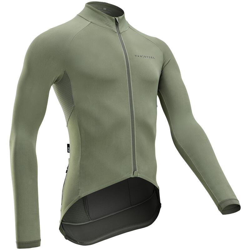 Men's Mid-Season Long-Sleeved Road Cycling Jersey Racer - Ashy Khaki