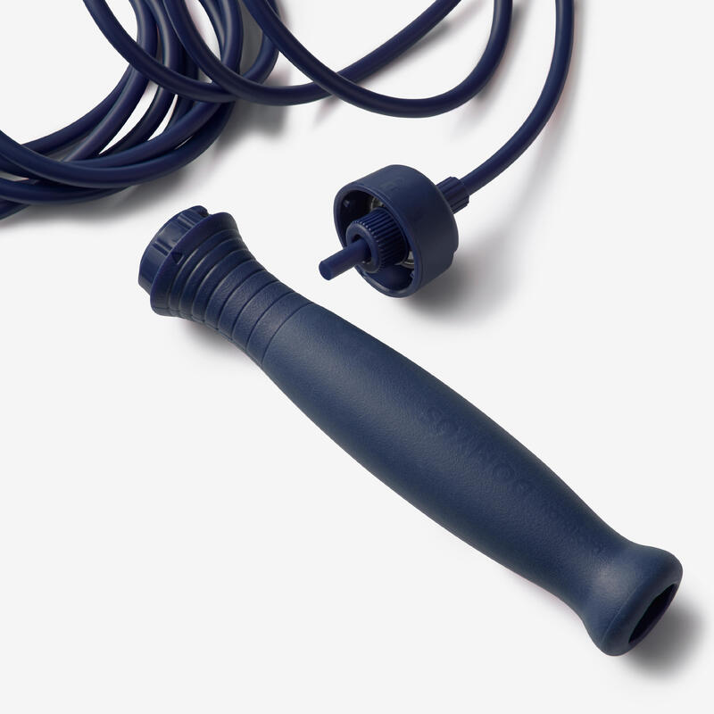 Corda de Saltar com Pegas de Borracha - Comprimento Ajustável 3m - Azul Escuro