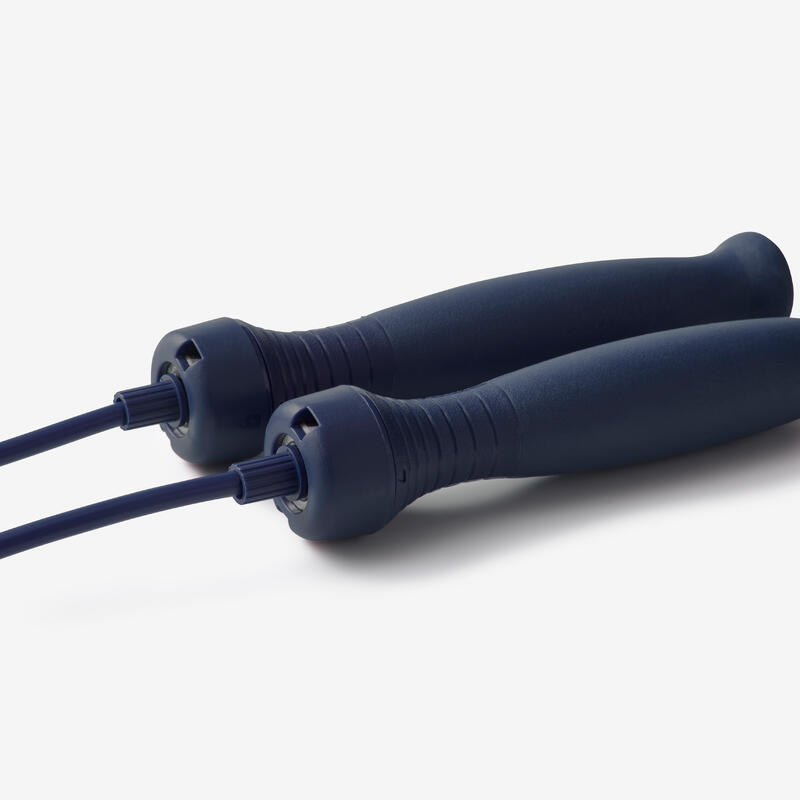 Corde à sauter avec poignées en gomme - Longueur ajustable 3m - Bleu foncé