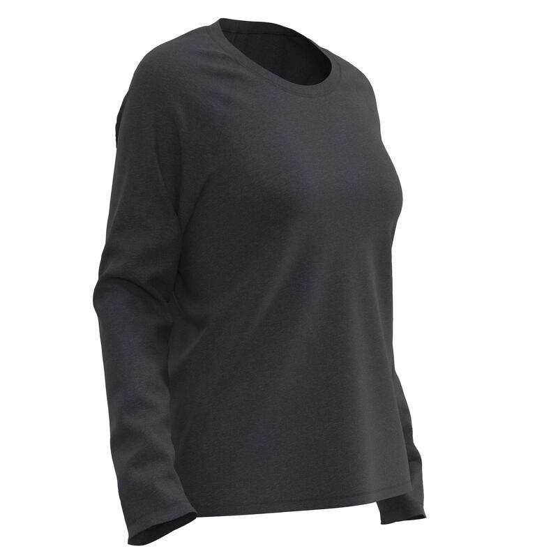 Langarmshirt Damen Baumwolle - schwarz 