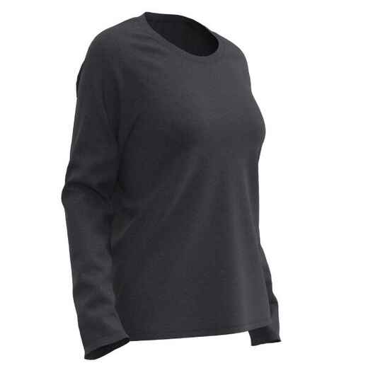 
      Women's Long-Sleeved Cotton T-Shirt - Black
  