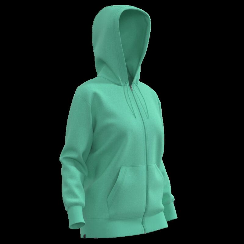 Bluză de trening Fitness 500 cu fermoar Verde Damă